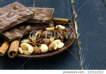 Sweets on a plate. Plate on the left. Copyspase. 135522012