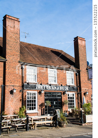 Historic brick buildings under bright sunlight in Richmond, a suburb of London Historic brick buildings under bright sunlight in Richmond, a suburb of London 135522215