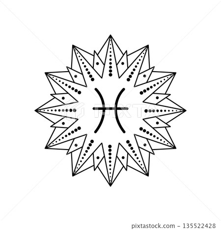 Pisces zodiac sign symbol in line art style 135522428