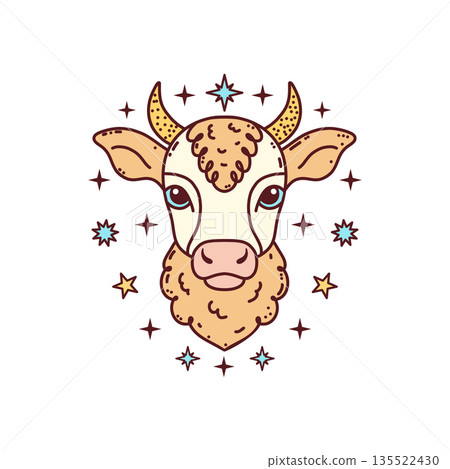 Taurus zodiac sign in doodle style 135522430