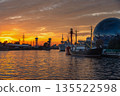 Pregolya River and ships in Kaliningrad at sunset. Russia 135522598