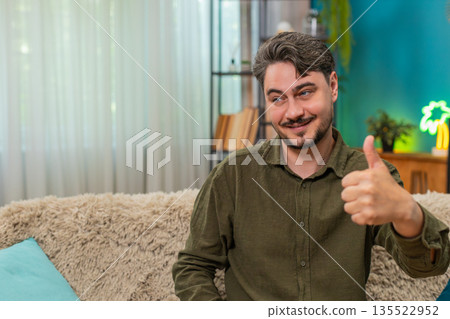 Middle-aged man thumbs up smiling showing positive ok feedback happy approval gesture satisfied like Middle-aged man thumbs up smiling showing positive ok feedback happy approval gesture satisfied like 135522952