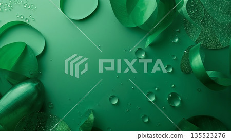 Green Shapes and Droplets Create a Textured Background for Art or Design Projects Green Shapes and Droplets Create a Textured Background for Art or Design Projects 135523276