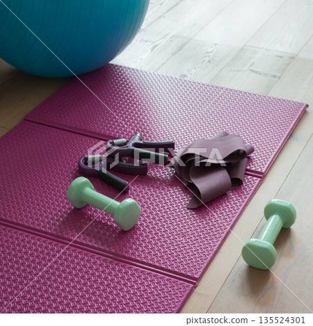 Concept exercising at home Concept exercising at home 135524301