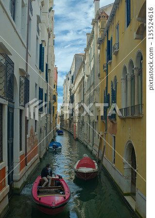 Gondolas on the Canals of Venice, Italy Gondolas on the Canals of Venice, Italy 135524616