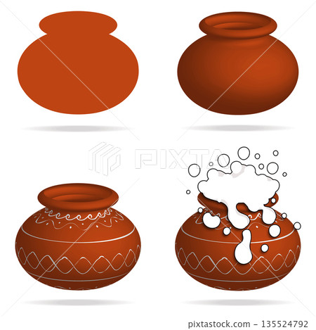 Step by Step Clay Pot Drawing Process Vector Illustration Step by Step Clay Pot Drawing Process Vector Illustration 135524792