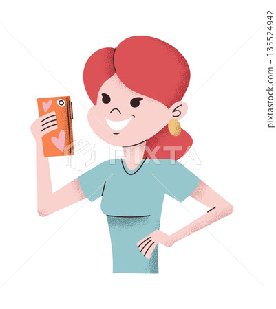 Female blogger shooting video content Female blogger shooting video content 135524942