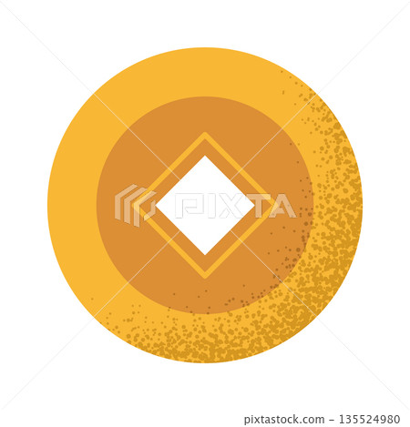 Golden coin Chinese luck symbol 135524980