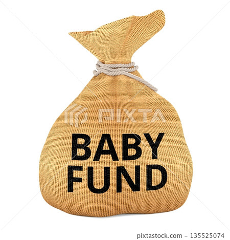 Baby Fund, money bag. Savings concept. 3D rendering 135525074