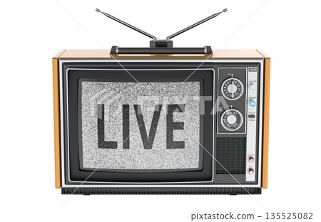 Live concept with retro television. 3D rendering 135525082