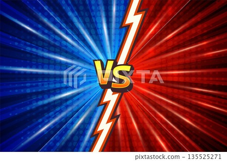 Comic Versus Vector Background. Versus Battle Screen. Versus vs Arena Split. Blue Red Halftone Burst Rays with Lightning Divider. Game Competition Banner Template, Dynamic Fighting Poster Backdrop Comic Versus Vector Background. Versus Battle Screen. Versus vs Arena Split. Blue Red Halftone Burst Rays with Lightning Divider. Game Competition Banner Template, Dynamic Fighting Poster Backdrop 135525271