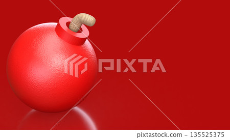 Red Bomb Representing Imminent Danger and High Risk Crisis Concept 3d render. 135525375