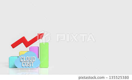Rising Cloud Cost Analysis Concept with Colorful Bar Chart and Arrow 3d render. Rising Cloud Cost Analysis Concept with Colorful Bar Chart and Arrow 3d render. 135525380