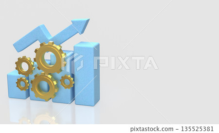 Business Performance Optimization Concept with Gears and Growth Chart 3d render. 135525381