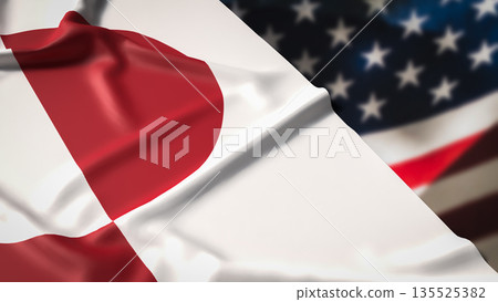 Greenland and United States Diplomatic Relations and Geopolitical Alliance Concept 3D render. 135525382