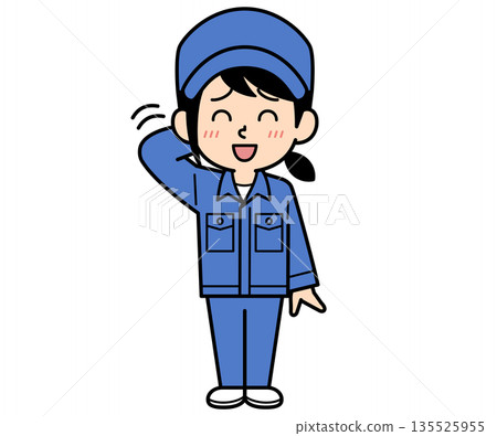 A simple, embarrassed female worker 135525955