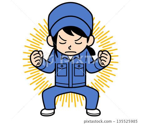 一位普通的女工正在積蓄力量 135525985