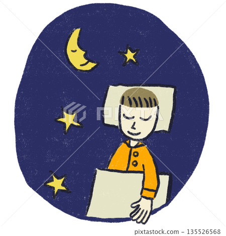 男孩早早睡覺的插圖 男孩早早睡覺的插圖 135526568