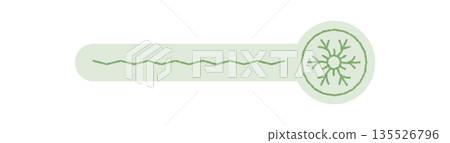Green flat snowflake sticker seal forms a decorative badge for lid or box element. Crayon accent gives this label a modern xmas style. Package and decoration usage for holiday or seasonal product. 135526796