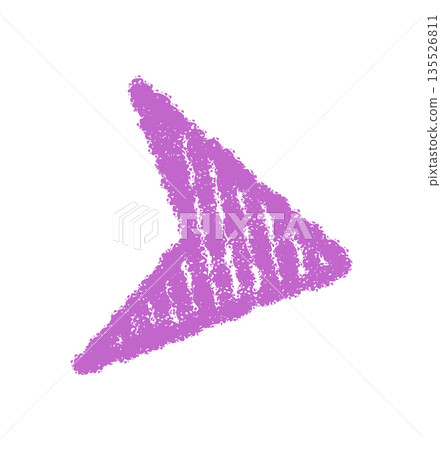 Purple crayon sketch arrow icon with hand drawn element in a bold style. Artistic symbol and creative pointer sign graphic, modern arrow for web use, communication, or design projects. Purple crayon sketch arrow icon with hand drawn element in a bold style. Artistic symbol and creative pointer sign graphic, modern arrow for web use, communication, or design projects. 135526811