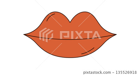 Groovy retro lips in orange cartoon graphic style as a funky pop symbol and icon. Y2k groovy element adds a playful, graphic look for trendy backgrounds or modern creative projects. Groovy retro lips in orange cartoon graphic style as a funky pop symbol and icon. Y2k groovy element adds a playful, graphic look for trendy backgrounds or modern creative projects. 135526918