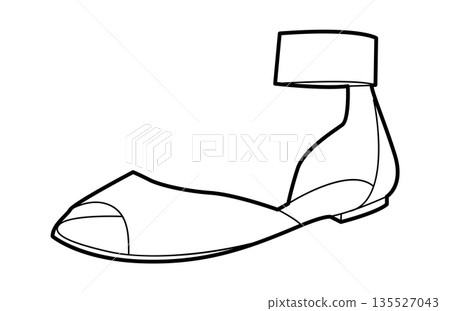 Ankle strap sandal shoe women single line. Closed heel flat sandal for vacation dinner relaxed look. Technical fashion  135527043