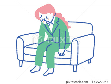 A woman tired from work and exhausted on the sofa_Color 135527044