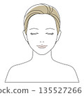 A vector illustration of a woman facing forward with her eyes closed, easy to use for explaining skincare and makeup 135527266
