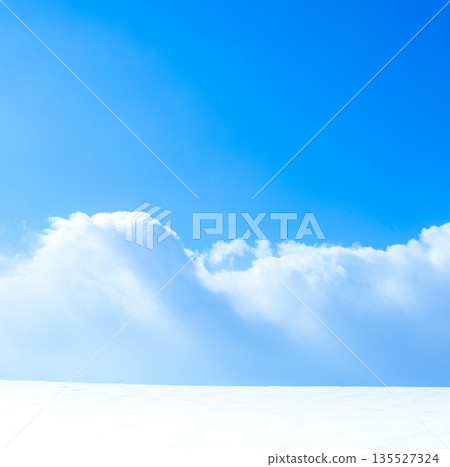 A pleasant and simple landscape of blue sky, clouds and snow fields in Biei, Hokkaido A pleasant and simple landscape of blue sky, clouds and snow fields in Biei, Hokkaido 135527324