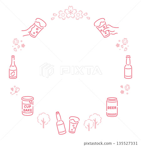 賞櫻聚會推薦攜帶的清酒 畫框材質/櫻花顏色 135527331