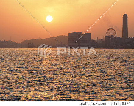 The Kanmon Straits just before sunset The Kanmon Straits just before sunset 135528325