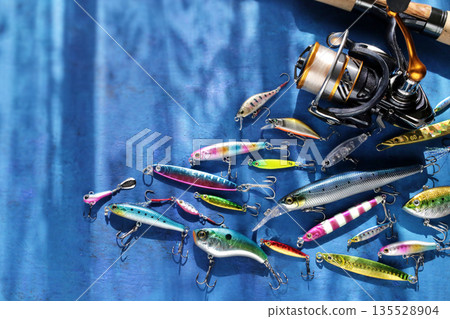 擬餌釣魚中使用的擬餌合影 135528904
