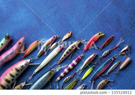 Group photo of lures used in lure fishing Group photo of lures used in lure fishing 135528912