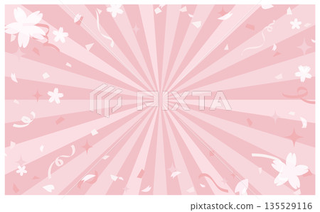 Spring sunburst cherry blossom background illustration Spring sunburst cherry blossom background illustration 135529116