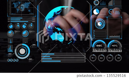 Global network connection interface show worldwide digital communication Thunk Global network connection interface show worldwide digital communication Thunk 135529516