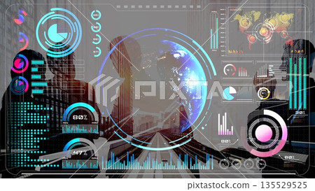Global network connection interface show worldwide digital communication Thunk Global network connection interface show worldwide digital communication Thunk 135529525