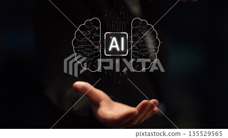 AI Brain Processing Data with Generative Artificial Intelligence Concept Muxer 135529565