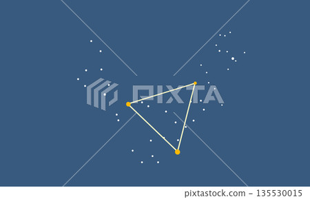 春季大三角的插圖，漂浮在深藍色背景上（該星座僅由星星組成，沒有連接線，但有大三角線）。 135530015