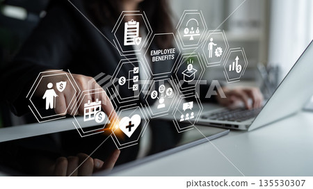 Employee benefits and financial incentive network concept Parse 135530307