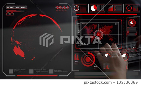 Global network connection interface show worldwide digital communication Thunk 135530369