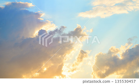 Magic light in peaceful sunny sky.Clouds in the sunset 135530457