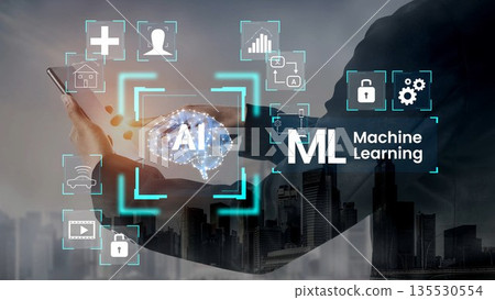 Modern Concept of Artificial Intelligence and Machine Learning with Innovative Technology and Data Analysis for Digital Transformation and Business Efficiency Gluon Modern Concept of Artificial Intelligence and Machine Learning with Innovative Technology and Data Analysis for Digital Transformation and Business Efficiency Gluon 135530554