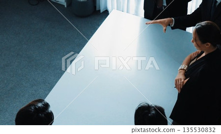 Team shaking hand and clapping hand to celebrate getting promotion. Directorate. 135530832