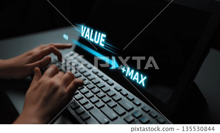 Value slider indicator with glowing bar showing minimum to maximum Marrow 135530844