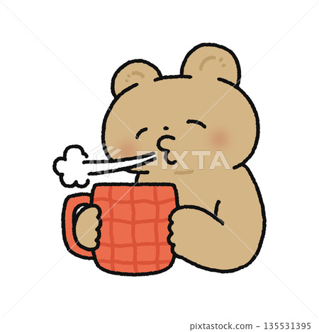 A cute bear that cools down hot drinks 135531395