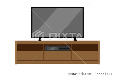Simple illustration of a large TV on a TV stand Simple illustration of a large TV on a TV stand 135531545