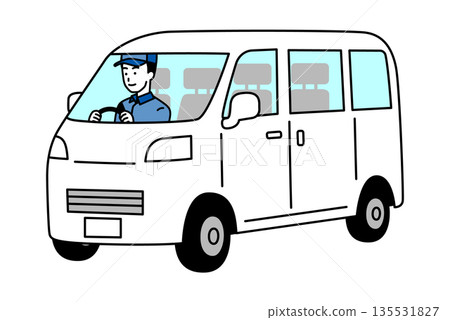 一名外送員駕駛一輛白色貨車 135531827