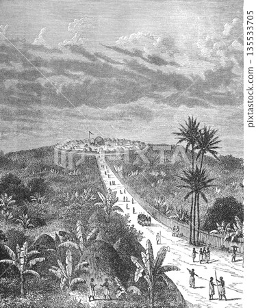 19th century illustration of Rubaga Hill, Africa 135533705