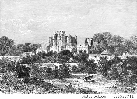 19世紀非洲貢德爾的插圖 135533711