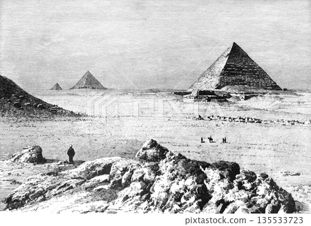 19世紀非洲金字塔插圖 135533723